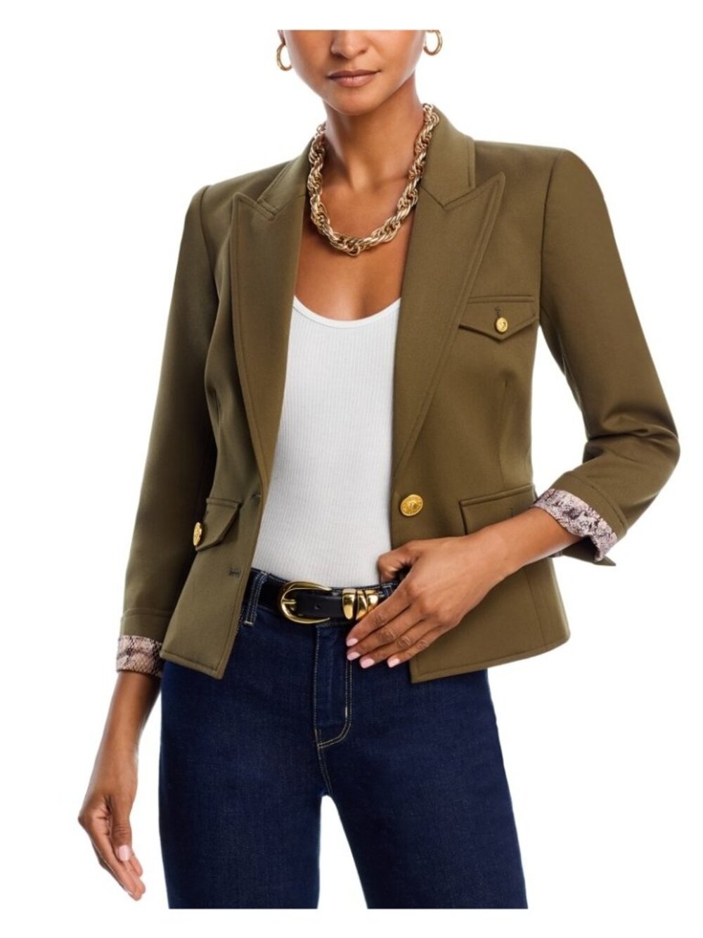 NWT L'agence Wylla Short Structured Blazer Olive Green Size 2 MSRP $550